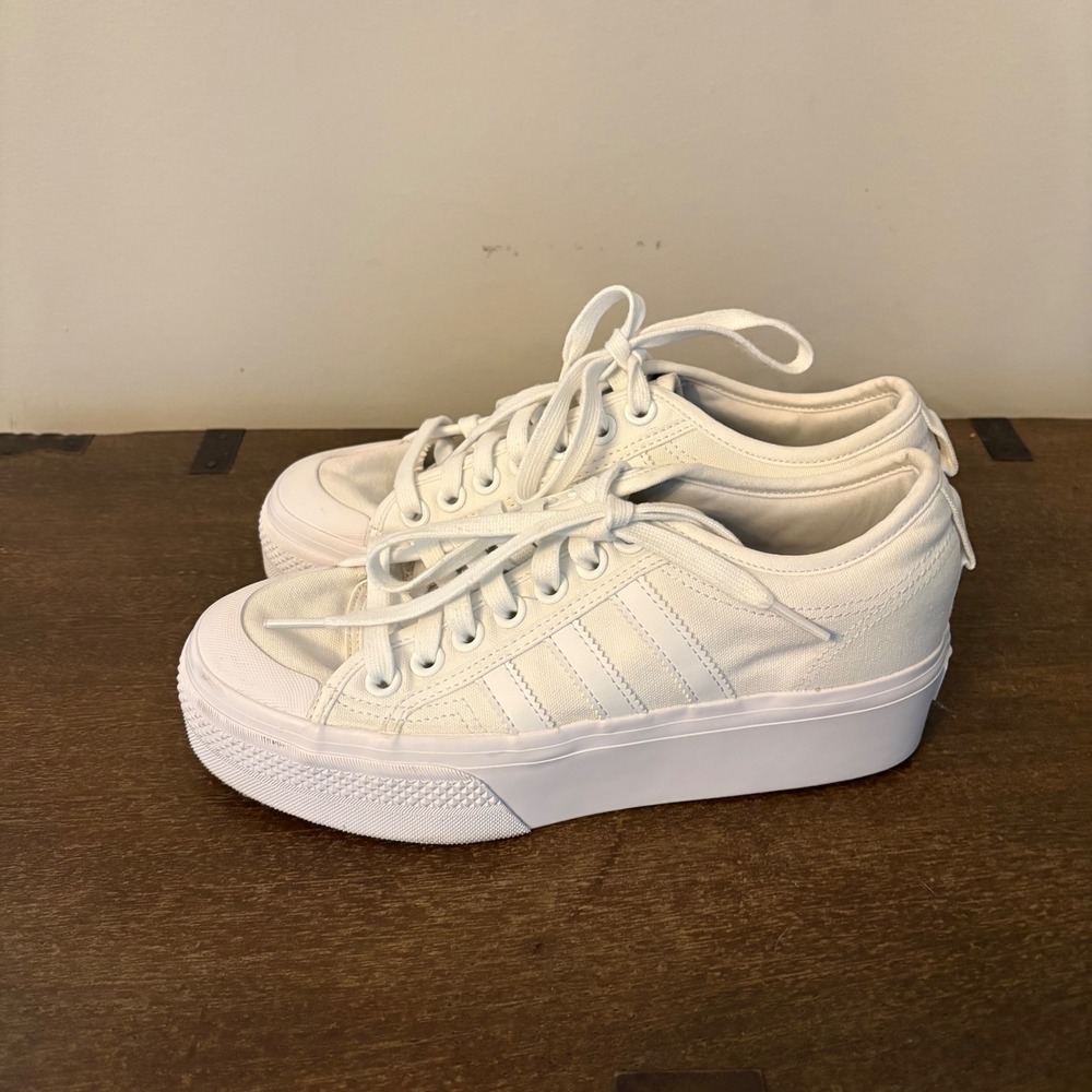 Adidas Nizza Platform Womens Sneakers Cloud White Canvas Low Top Shoes Size 8